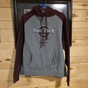 Hard Rock Cafe Gray and Maroon Hoodie